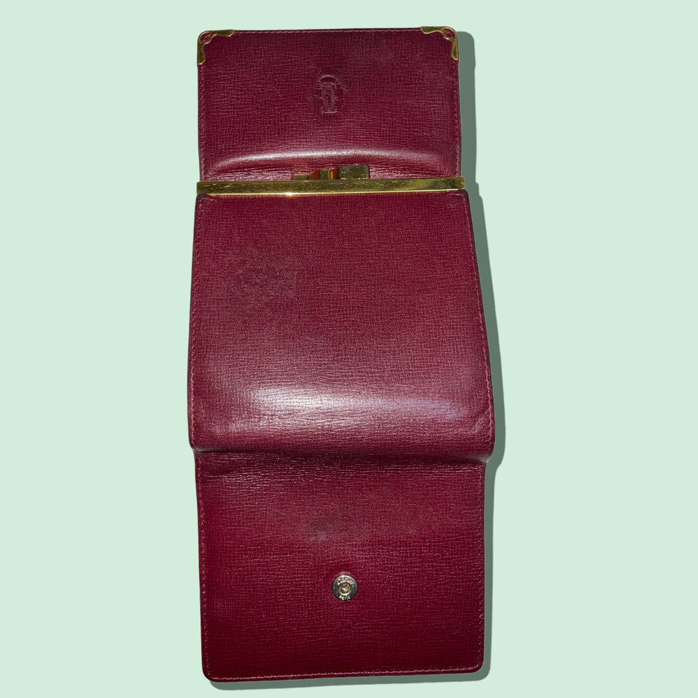 Cartier Red Tri-fold Wallet with Gold Accents - Picture 3 of 13